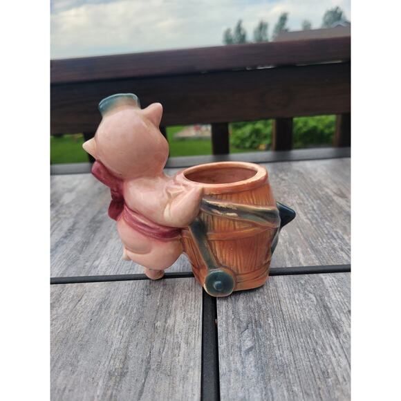 Vintage Pig & Barrel Succulent Planter, Ceramic Pottery - Picture 2 of 6